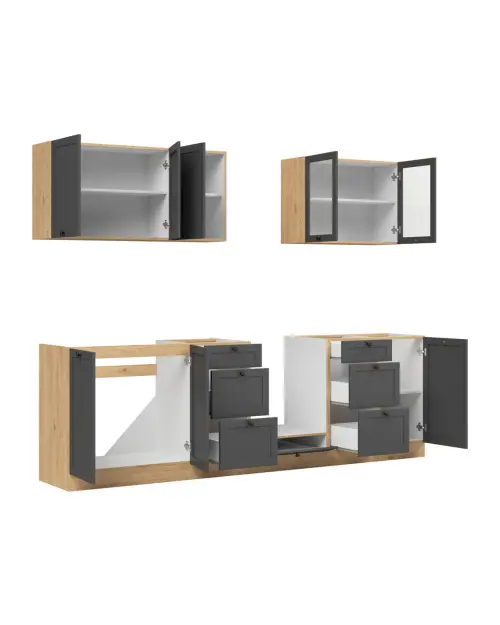 Conjunto de cocina Junona Line 260 cm grafito