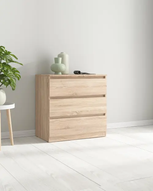 Cómoda Tetrix 75 cm con 3 cajones roble sonoma