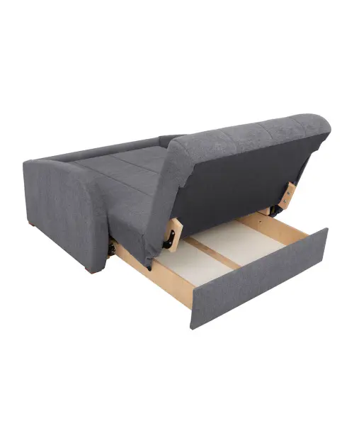 Sofá de dos plazas con función de cama y arcón POLI gris