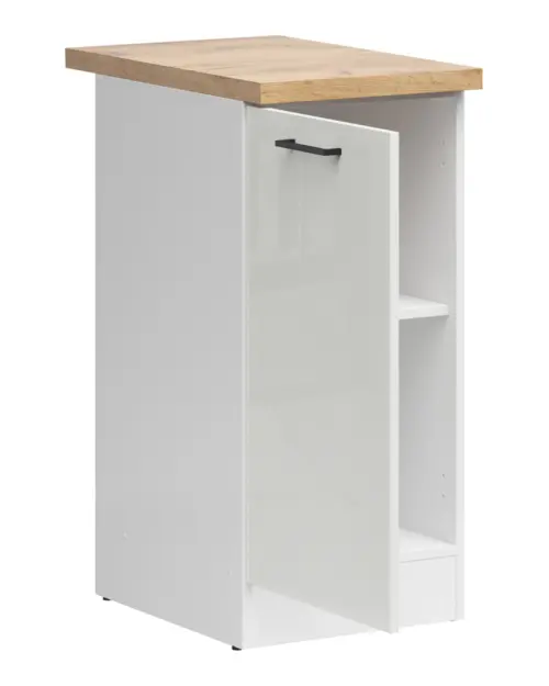 Armario de cocina inferior Junona Line 40 cm izquierda brillo tiza con encimera