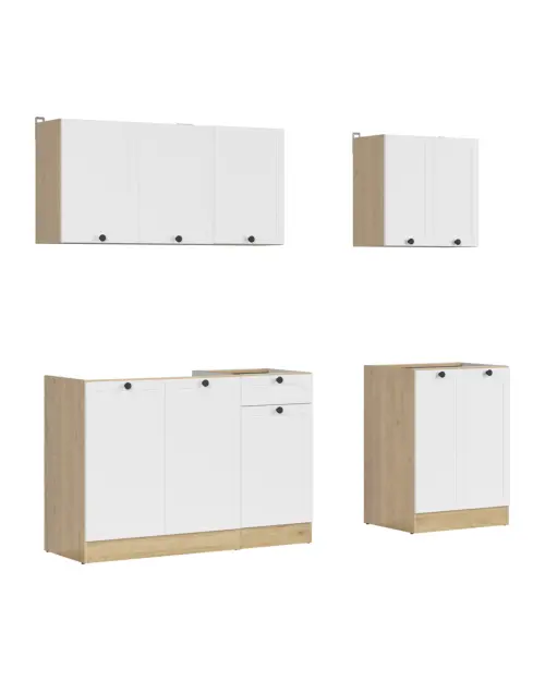 Conjunto de cocina Junona Line A 180 cm blanco sin encimera