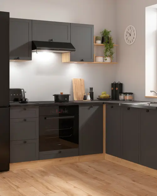 Conjunto de cocina de esquina Junona Line 200x220 grafito con encimera