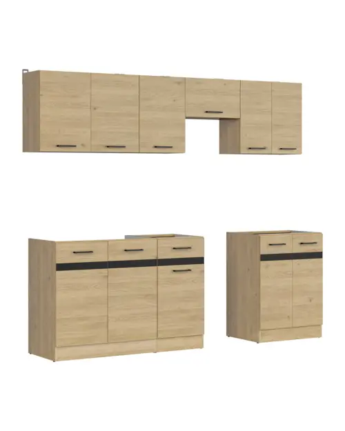 Conjunto de cocina Junona Line 230 cm roble bernstein sin encimera