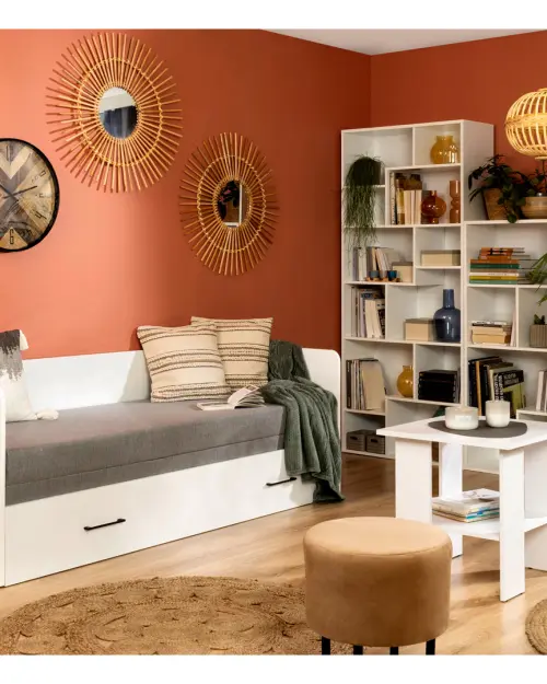 Mesa cuadrada Nepo Plus 55 cm con estante blanca