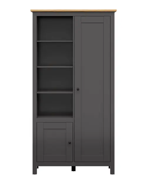 Estantería Hesen 106 cm con 2 puertas y 4 estantes grafito