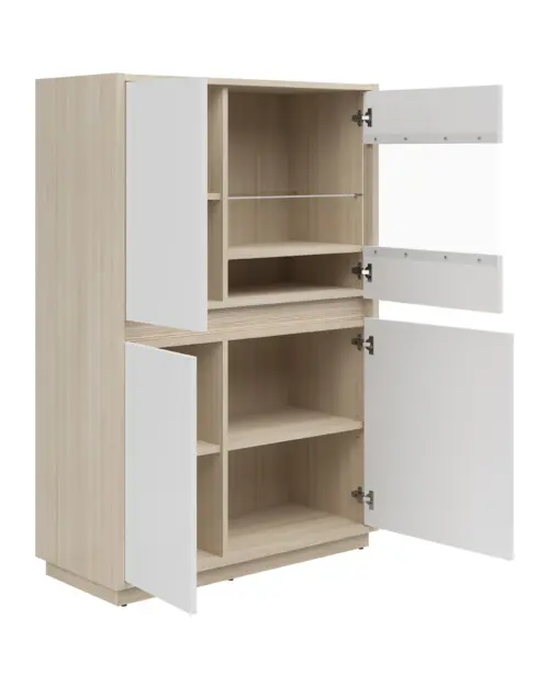 Vitrina Kim con 4 puertas roble riva claro/blanco