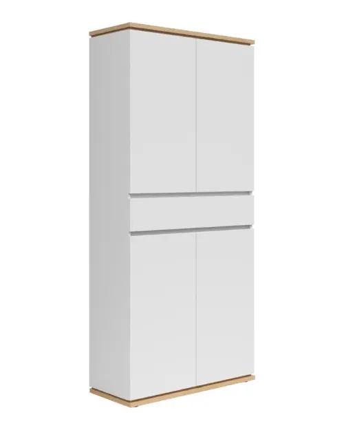 Estantería para pasillo Yamael 90 cm con 4 puertas y un cajón blanca