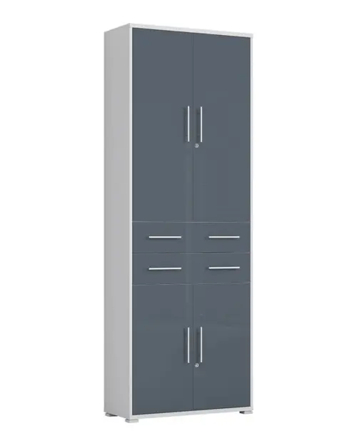Estantería Office Lux 79 cm con 4 puertas y 2 cajones gris claro