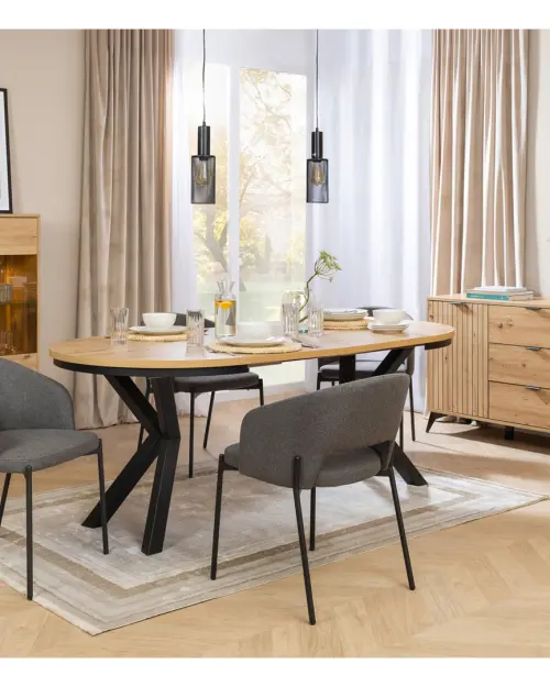 Cómoda Lamea 150 cm con 2 puertas y 3 cajones roble artisan