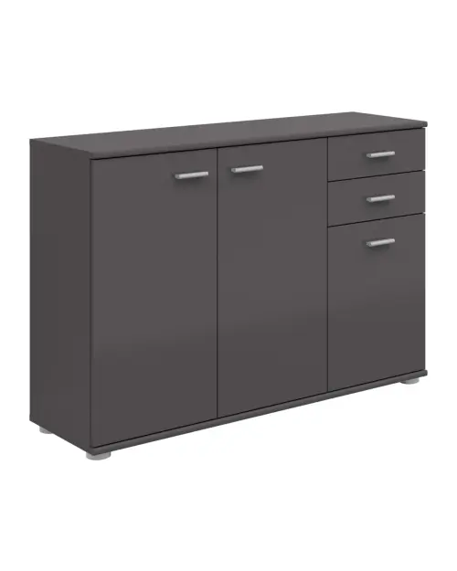 Chest of drawers Noeda 106 cm with 3 doors and 2 drawers graphite