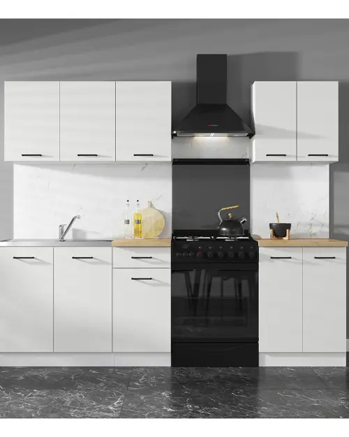 Zestaw kuchenny Junona Line A 180 cm kreda połysk bez blatu