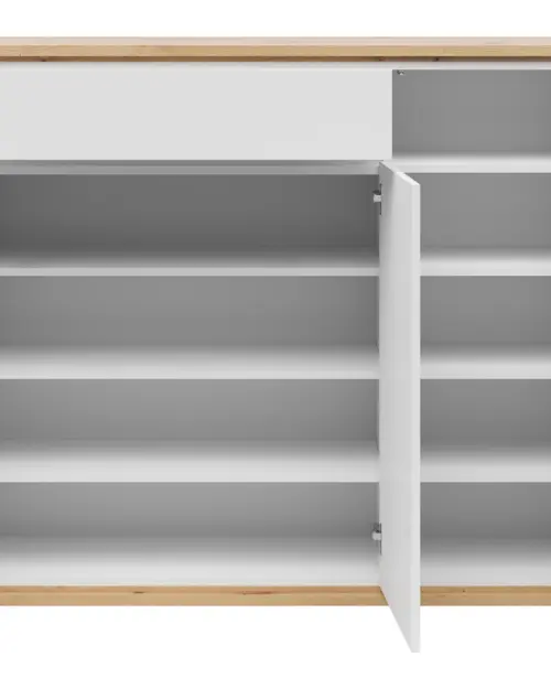 Cómoda Yamael 135 cm con 3 puertas y un cajón roble artisan/blanco