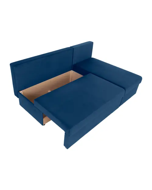 Универсальный угловой диван Laro раскладной с ящиком для белья темно-синий