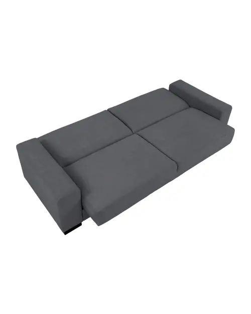 Sofá cama de tres plazas Rubio plegable con contenedor de terciopelo gris