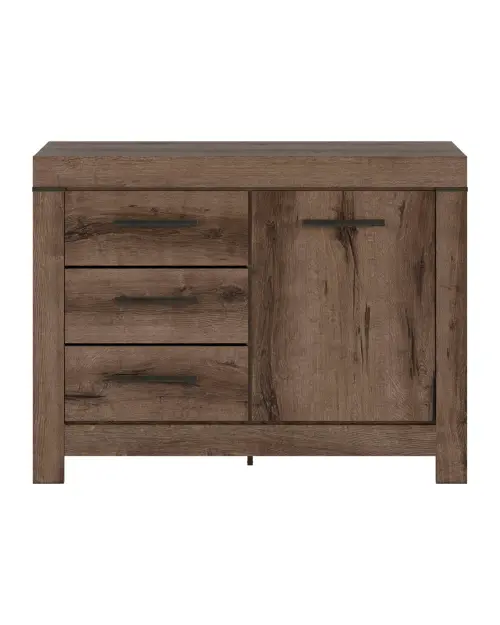 Cómoda Balin 112 cm con puertas y 3 cajones roble monastery