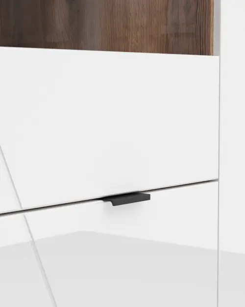 Vitrina Forn 94 cm con 3 puertas roble delano oscuro/blanco brillo