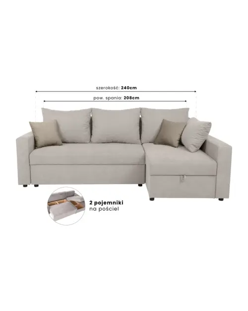 Universal corner sofa Przemek IV sleeper with storage beige
