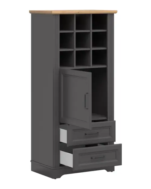 Estantería Tolmin 68 cm con puertas y cajón grafito/roble artisan