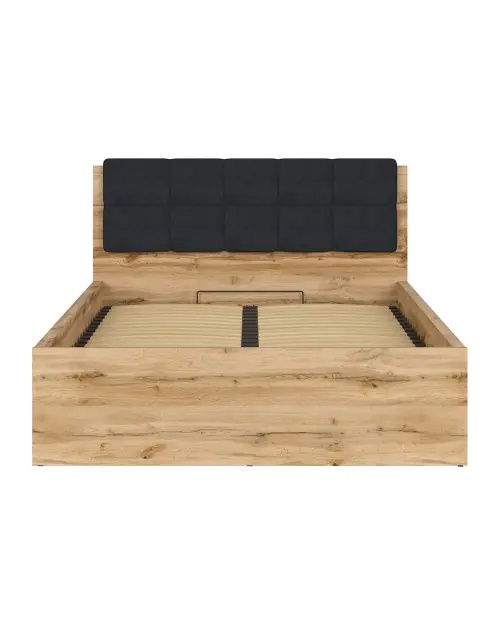Cama Tetrix 140x200 con somier y contenedor roble wotan