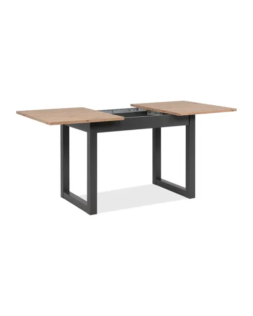 Mesa extensible rectangular Denver 120-160/80/75 roble artisan/negro