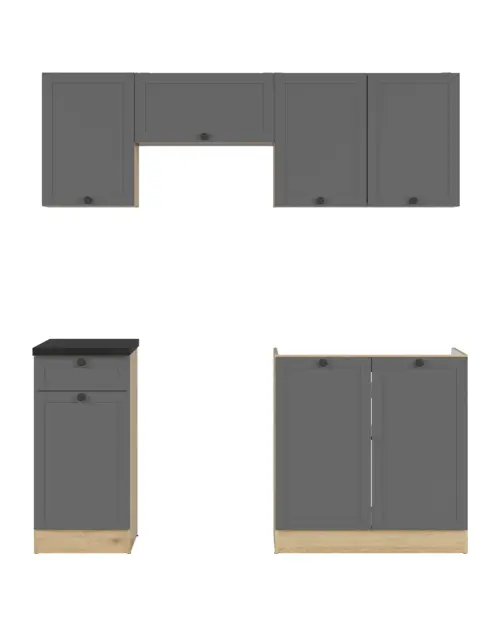 Conjunto de cocina Junona Line 180 cm grafito con encimera