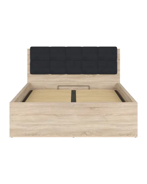 Cama Tetrix 140x200 con somier y contenedor roble sonoma