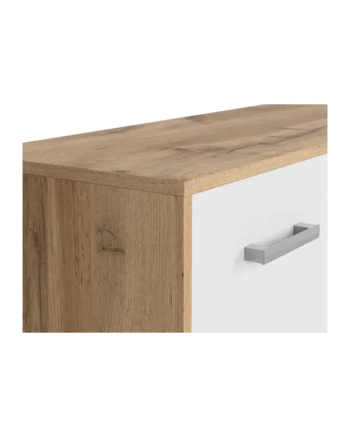 Cómoda Matos 119 cm con 3 puertas y un cajón roble wotan/blanco