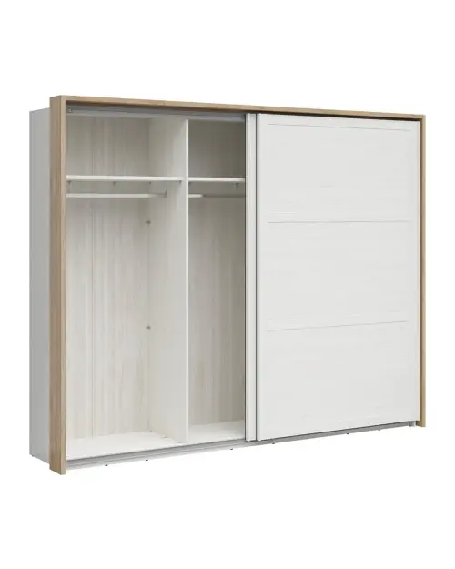 Armario de puertas correderas Loksa 270 cm pino andersen blanco/roble grandson