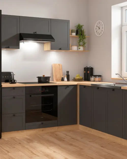 Conjunto de cocina de esquina Junona Line 200x220 grafito sin encimera