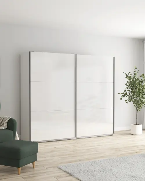 Armario de puertas correderas Tetrix 220 cm blanco brillo
