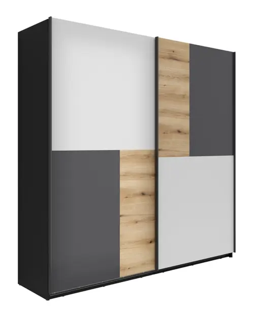 Шкаф-купе MIX 215 см черный/светло-серый/антрацит/дуб эвок