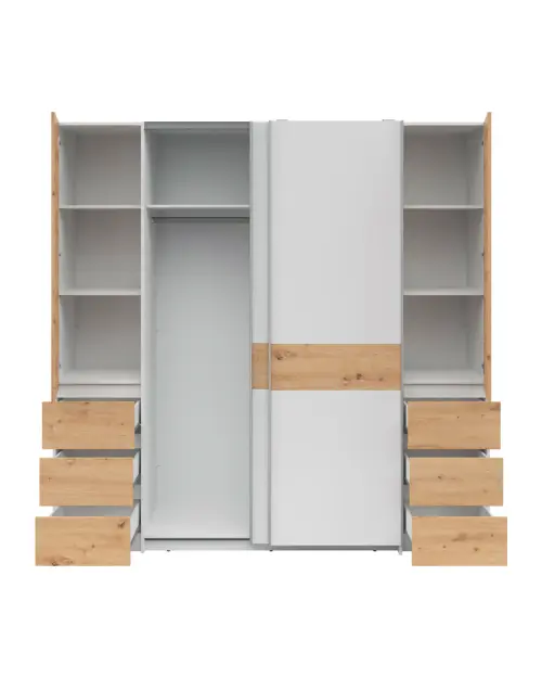 Sliding wardrobe Fabio 215 cm with drawers artisan oak/white