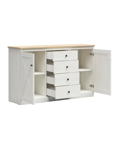 Cómoda Frija 153 cm con 2 puertas y 4 cajones pino andersen blanco