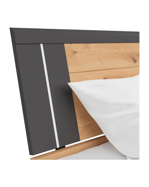 Cama Saturn 140x200 con 3 cajones roble artisan/grafito