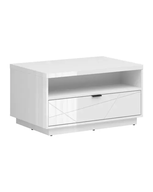 Mesa de centro Forn 90x60 con cajón blanco brillo