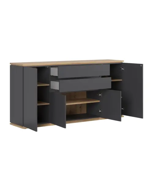 Cómoda Yamael 184 cm con 4 puertas y 2 cajones grafito
