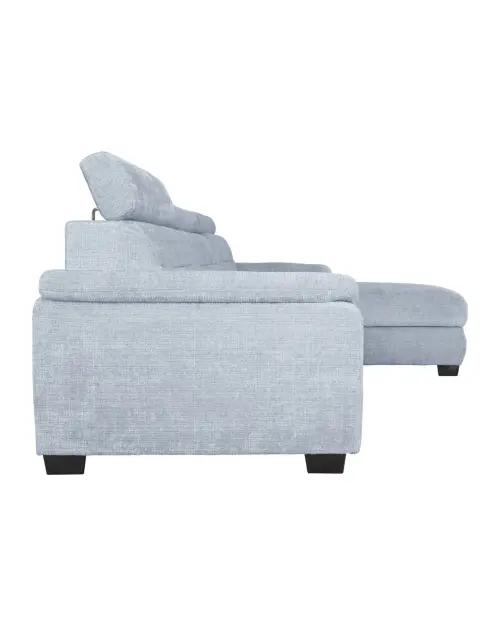 Угловой диван правосторонний Aguda раскладной с ящиком синий