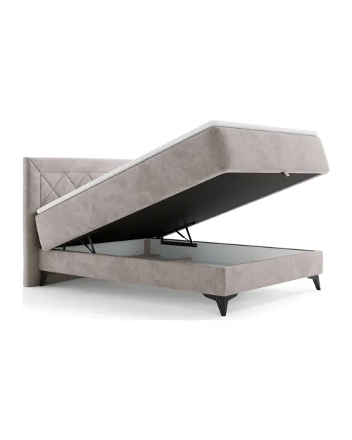 Cama continental Zalea 140x200 con contenedor beige