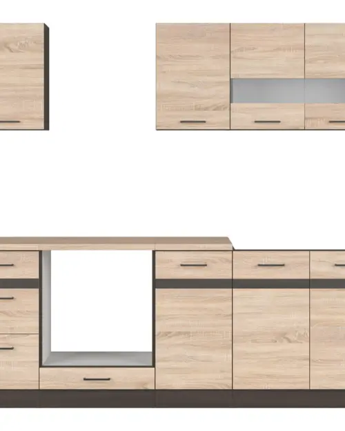 Conjunto de cocina Junona Line 220 cm roble sonoma con encimera