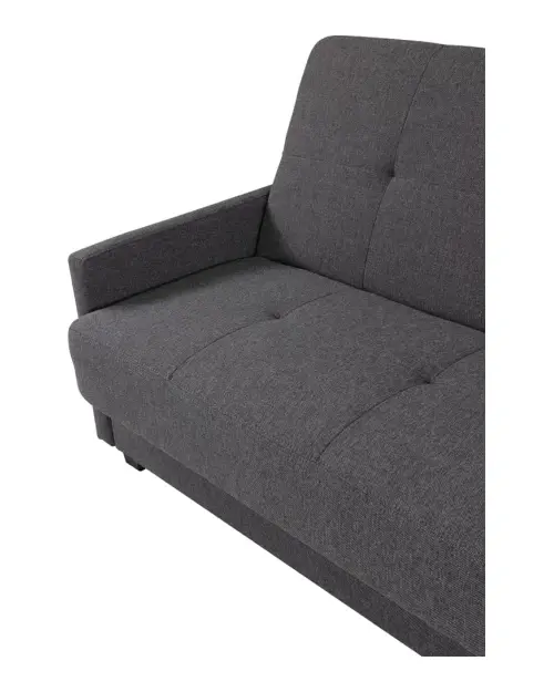 Maro three-seater sofa bed with storage, dark grey woven fabric