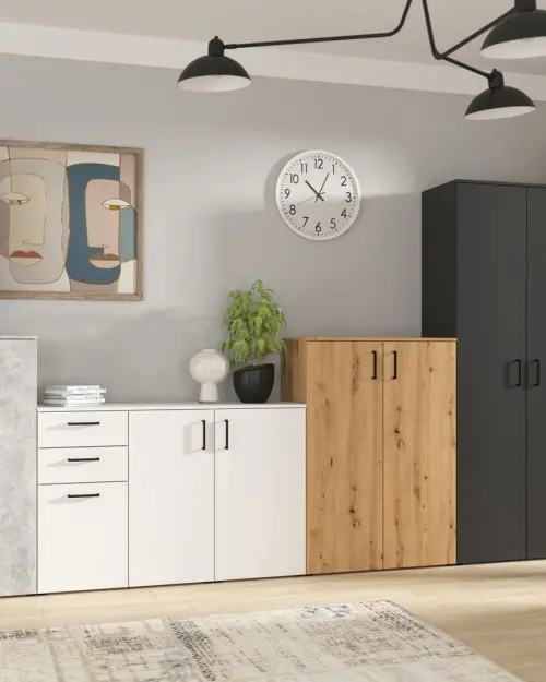 Cómoda MultiDo 120 cm con 3 puertas y 2 cajones atelier claro