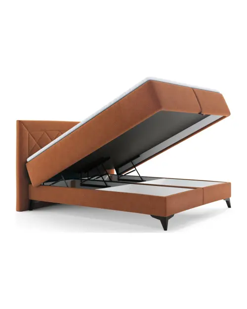 Łóżko kontynentalne Zalea 160x200 z pojemnikiem pomarańczowe