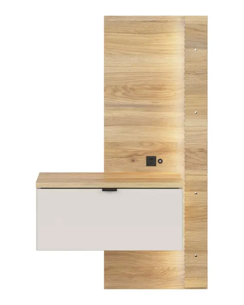 Mesita de noche Glamour 50 izquierda con cajón cachemira/roble mauvella USB LED