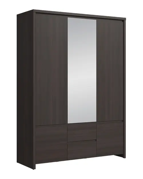 Armario de cinco puertas Kaspian 153 cm con espejo y cajones wenge