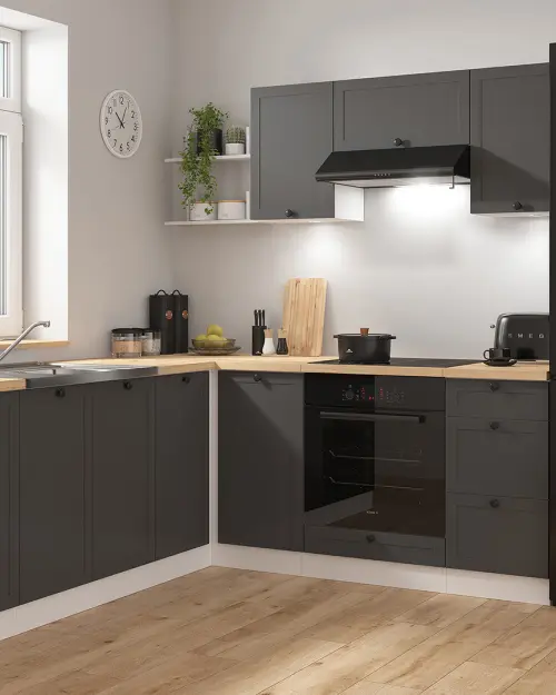 Conjunto de cocina de esquina Junona Line 200x220 grafito sin encimera