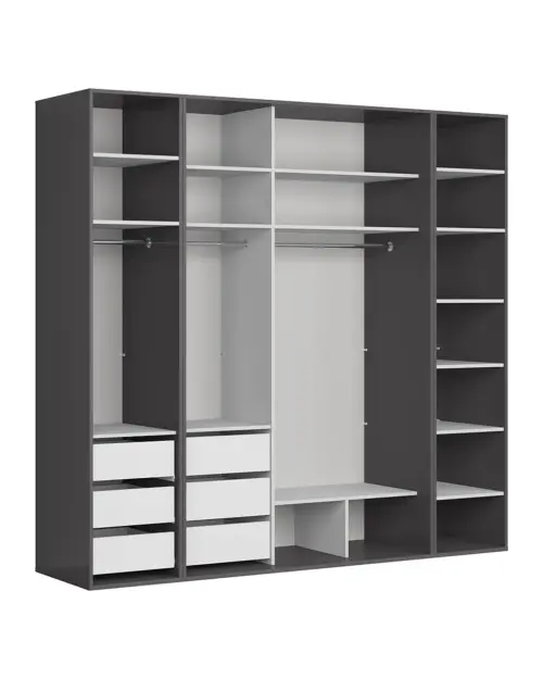 Armario modular Flex 250 cm corredero grafito/negro brillo