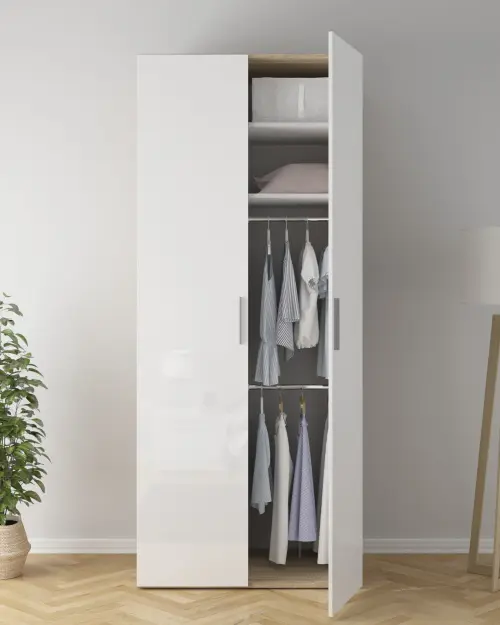 Two-door wardrobe Flex 100 cm white gloss