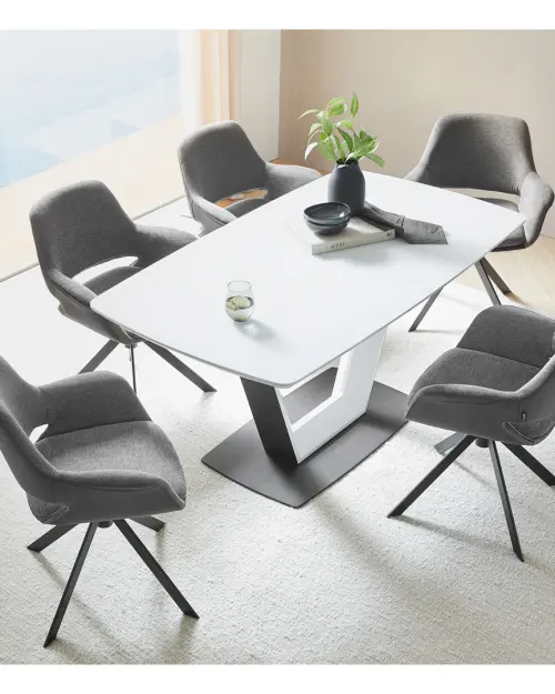 Silla tapizada Jason giratoria de pana gris