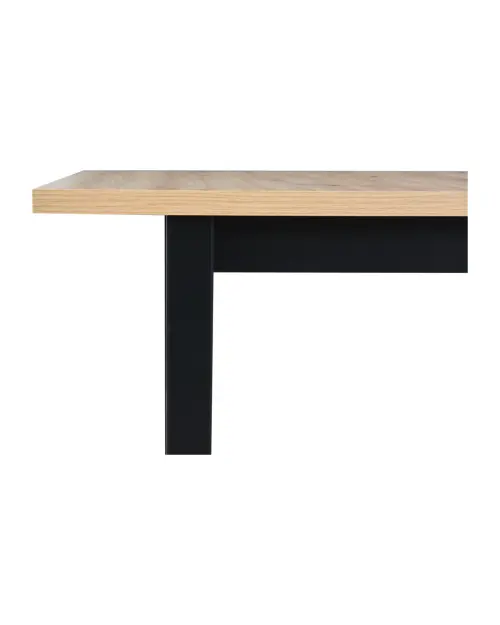 Mesa extensible rectangular Melan 120-150/80 roble artisan/negro