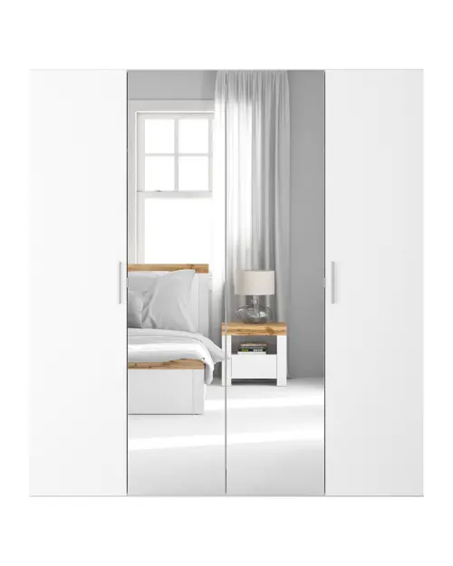Armario modular Flex 200 cm con puertas y espejo blanco brillo